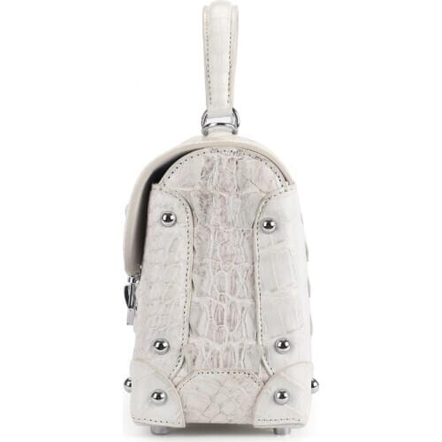 Women Crocodile Natural Luxury Leather Handbag Elegant Ladies Rivets Genuine Leather Shoulder Bag Packing Totes Crossbody Bags