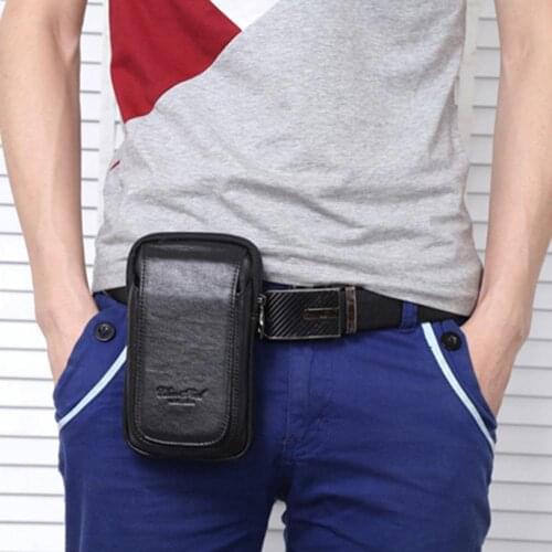 Fishing Waist Bag Portable Tackle Box Casual Genuine Leather Zipper Man Belt Hook Multi-Pocket Waist Bag Phone Pouch
