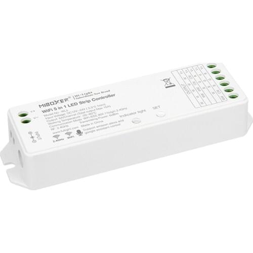 Miboxer WL5 LED Strip Light 5 in 1 Controller for CCT, RGB, RGBW 5050 3528 2835,Smartphone APP Control Without Extra Hub