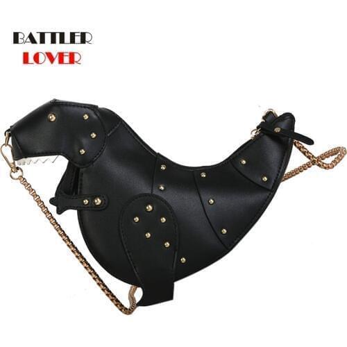 Trend Fashion 3D Dinosaur Design Rivets Flaps Handbag for Women Chain Purse Shoulder Tote Ladies Crossbody Mini Messenger Bag