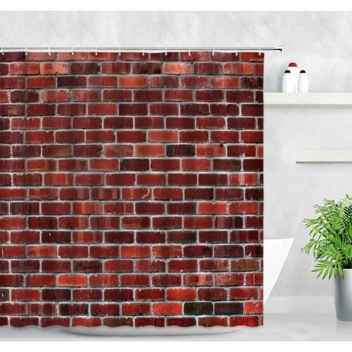 Retro Old Wall Shower Curtains Antique Brick Pattern Waterproof Home Bathroom Decor Bathtub Screens Polyester Fabric Curtain Set