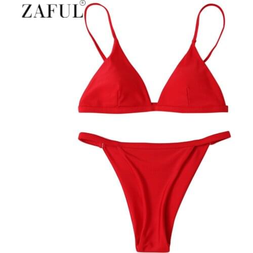 ZAFUL Bikini Set Summer Low Waist Swimwear Women Sexy Beach Swimsuit Bathing Suit Push Up Spaghetti Strap Maillot De Bain