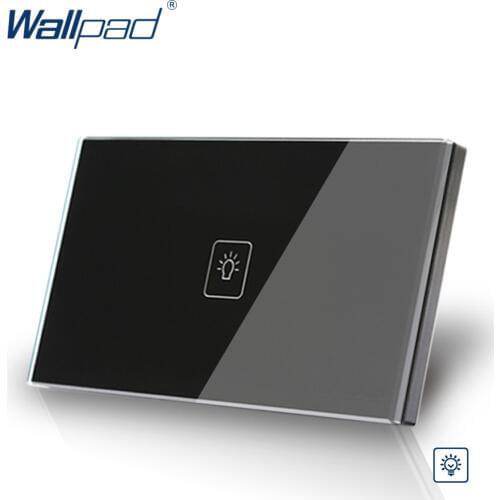 1 Gang Dimmer Black AU US Standard 118*72mm Wallpad Crystal Glass Dimmer Touch Wall Switch Panel Free Shipping