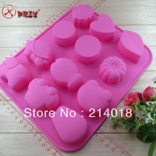 12 pattern silicone cake mold Ice cream chocolate molds soap silicone molds 3D cupcake bakeware baking dish cake pan NO.:SI024