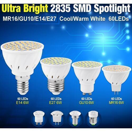 2018 TSLEEN Super Bright 6W GU10 E27 E14 2835SMD LED Bulb Spotlight Setting Lamps Warm/Cool White Spotligh