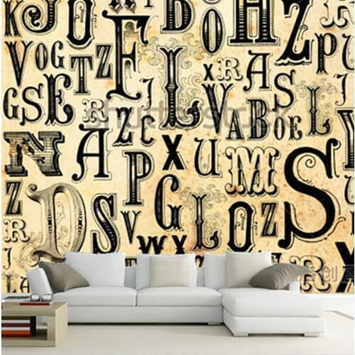 The custom 3D murals,beautiful retro letter murals papel de parede,living room sofa TV wall bedroom wall paper