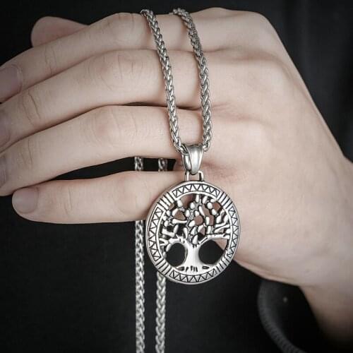 Hollow Out Tree of Life Pendant Necklace for Women And Men Stainless Steel Round Tree Long Necklace Fashion Jewelry Never Fade