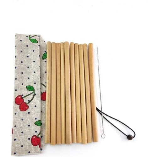 Bamboo Drinking Straw Cutlery with Pouch Biodegradable Alternative to Plastic Stainless Straws Reusable Eco-friendy Clean Brush