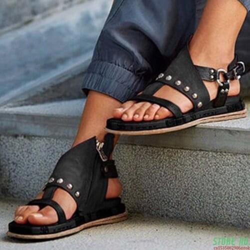 Womens Sandals Bohemia Retro Style Woman Cross Strap Flats Ladies Open Toe Shoes Summer Female Comfortable Plus Size Footwear