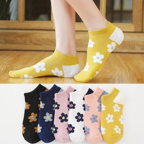Fast Shipping 2020 New Arrival Slipper Invisible Floral Womens Short Socks Cotton No Show Socks For Women