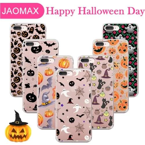 Jaomax Skull Pumpkin Boo Spooky Halloween Phone Case For iPhone 12 11 pro Max 6s 7 8 Plus XS XR Soft Clear TPU Back Covers