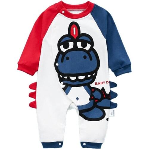 Baby winter onesies baby boy dinosaur long-sleeved romper newborn full moon baby cotton romper newborn clothes