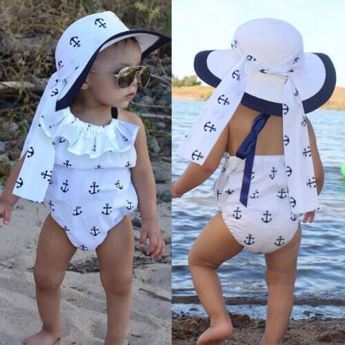 2020 Summer Fashion Baby Girls Bodysuit Sleeveless Kids Girls Lovely Romper Baby Clothes Set Navy Printing Girls Child Outfits