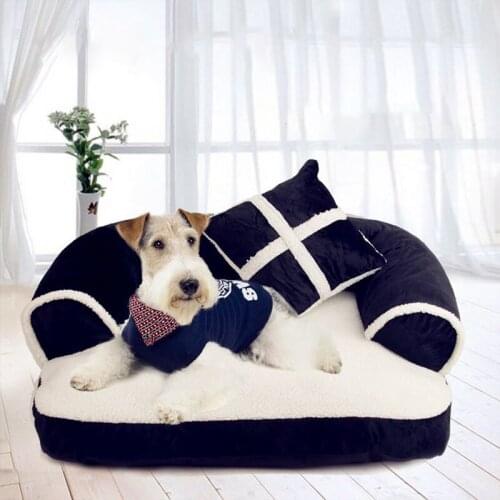 Dog Sofa Cat Bed Winter Warm Soft Nest High Rebound PP Cotton Detachable Washable Sofa Comfortable Puppy Bed Pet Accessories