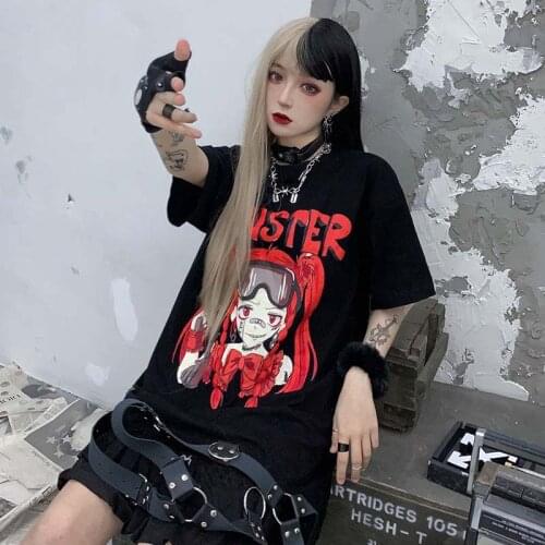NiceMix gothic couple t shirt women Summer Female Cool BF Style Cool Female Kpop Tshirt Summer Streetwear Black Girls t-shirt