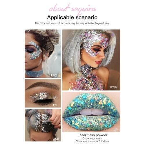 Hot Eye Glitter Nail Hair Body Face Glitter Gel Flash Heart Loose Sequins Cream Festival Glitter Decoration Party Festival y0002