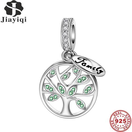 Jiayiqi Family Life Tree Charms 925 Sterling Silver CZ Beads Fit Women Women Charms Silver 925 Original DIY Jewelry Gift
