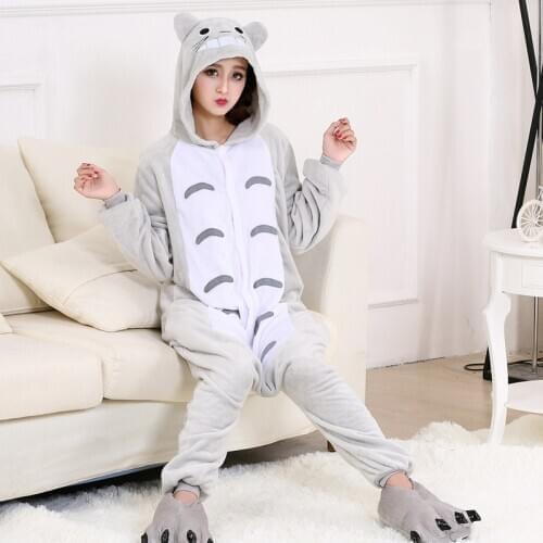 XXL Totoro Kigurumi Onesie For Adults Women Animal Pajamas Men Winter Cartoon One-Piece Pijamas Halloween Cosplay Party Costume