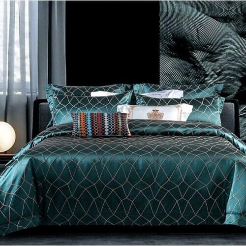 Premium Luxury Quality 120S Egyptian cotton Green Bedding set Queen King Royal Duvet cover Bed sheet set Pillowcase 4/6pc Europe