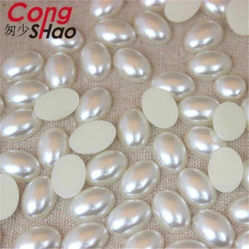Cong Shao 6*8/8*10/10*14mm cream white drop pearl flatback Oval Rhinestone Beads water imitation DIY Pearls-scrapbooking CS211