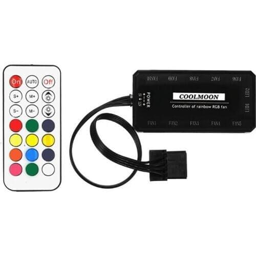 RGB PC Fan 12V 6 Pin 12cm Cooling Cooler Fan with Controller for Computer Silent Gaming Case NOV99