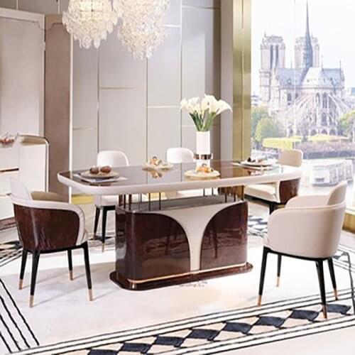 Italian style light luxury dining table and chair combination Hong Kong style luxury post-modern dining table simple solid wood