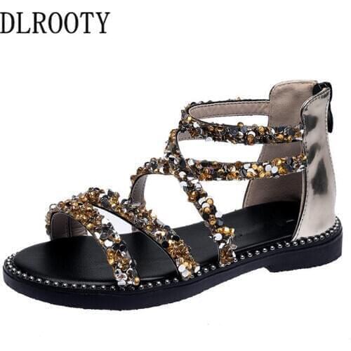 Summer Children Sandals Shoes Girls Glitter Bling Princess Kids Party Fashion Beach Gladiator Toddler Baby Breathable