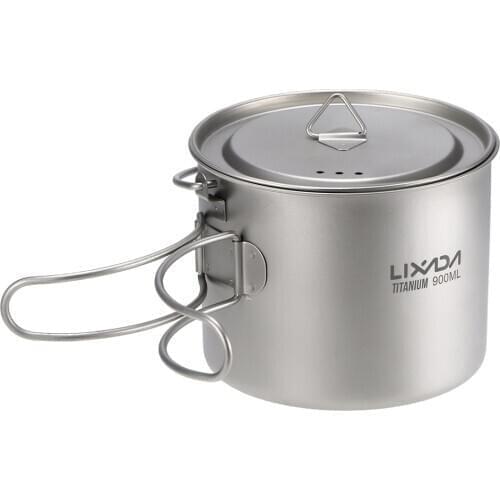 Lixada 900ml Ultralight Titanium Cup Mug Portable Cup Hanging Pot with Lid Outdoor Water Cup Camping Picnic Water Mug Tableware