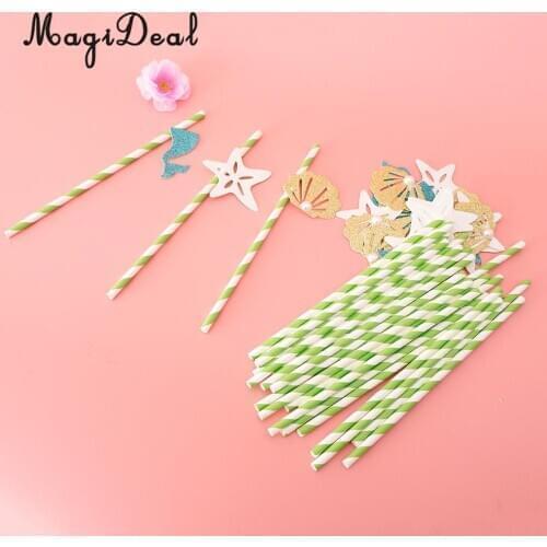 MagiDeal 24pcs Sea Theme Biodegradable Paper Straws Wedding Birthday Baby Shower Cocktail Beach Party Supplier