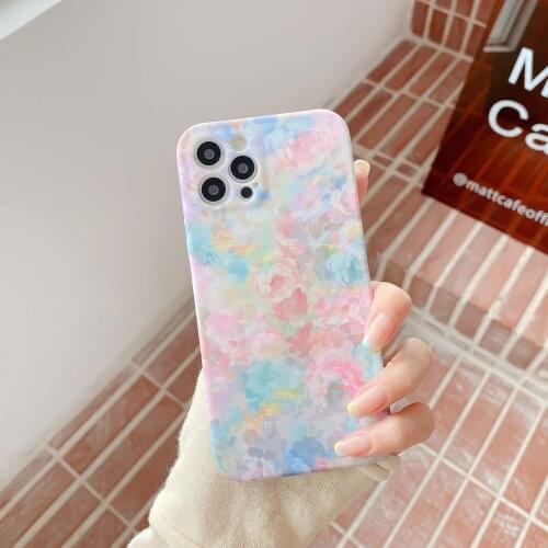 Retro sweet color Flowers art kawaii Japanese Phone Case For iPhone 11 12 Pro Max Xs Max XR Xs 7 8 Plus X 7Plus case Cute Cover