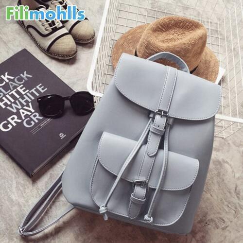 Trendy Female Drawstring PU Leather Backpacks Teenage Girls Small School Bags Women High Quality Casual Rucksack S1867