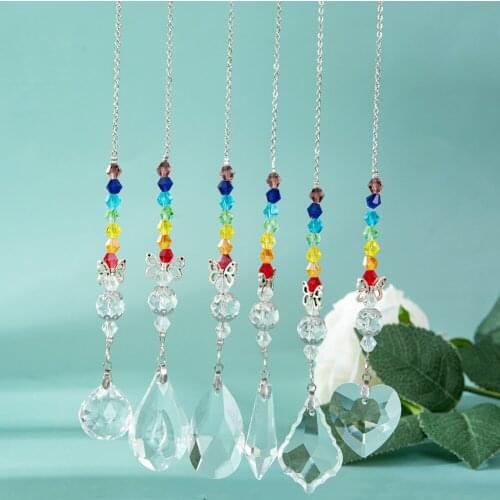 Cartoon Crystal Pendant Necklace Heart Leaf Jewelry Charm Fashion Accessory Garden Decoration DIY Neck Chain Wind Chime Ornament