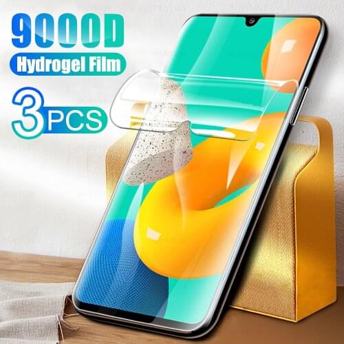 3Pcs Full Cover Soft Hydrogel Film For Samsung Galaxy M32 Phone Screen Protection For Sumsung Sansung Samsong M 32 6.4" Not Glas
