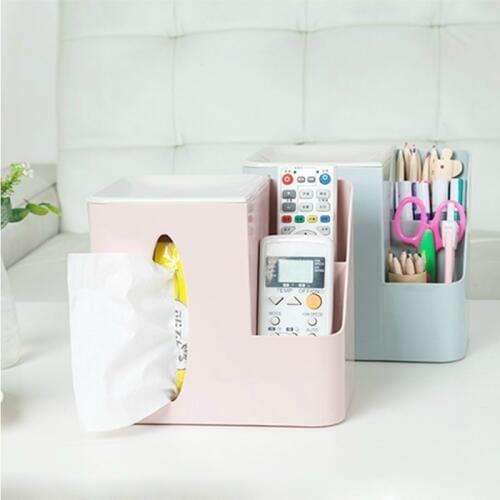 Desk Multifunctional Plastic Pen Holder 19*12*17cm Office School Student Stationery Desk Organizer Tissue Box Holder Set