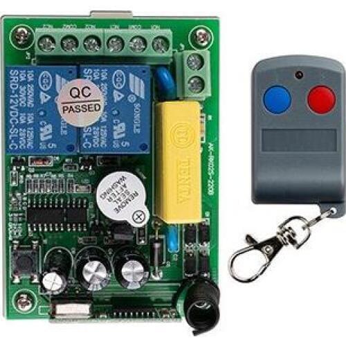 Latest AC220V 2CH 10A RF Remote Control Switch System 1X Transmitter + 1 X Receiver 2ch relay smart home z-wave