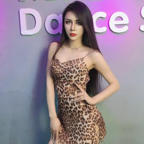 New Pole Dance Clothing Women Adult Sling Leopard Dress Nightclub DJ DS Stage Performance Clothes Festival Rave Outfits DQL5704