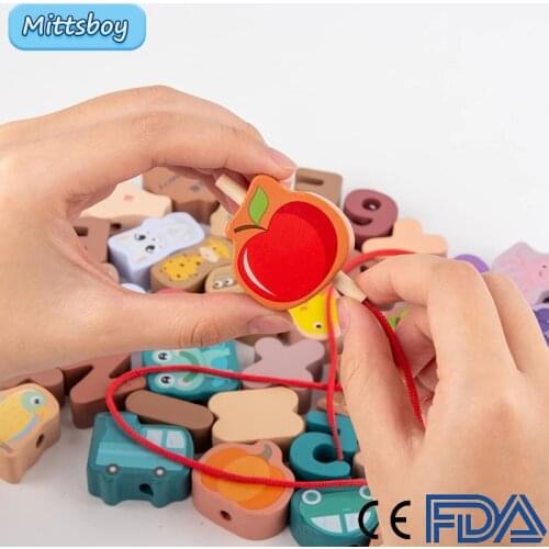 Montessori Educational Wooden Toy Traffic Fruit Beads Cognition Puzzle Math Toy Early Educational Toy for Children Kids Toy Gift