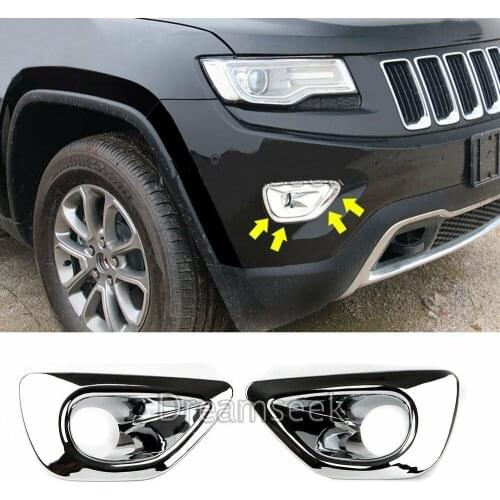 For Jeep Grand Cherokee 2014 2016 Front Fog Light Cover Lamp Bezel Chrome Trim