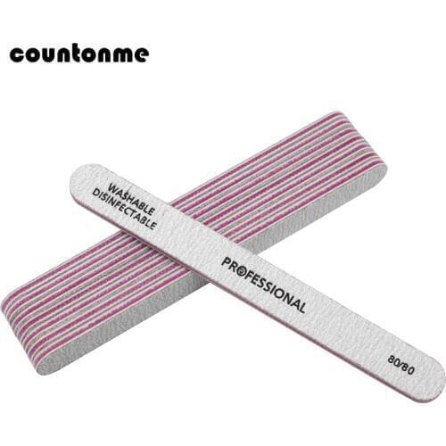 25Pcs/lot Professional Nail Files 80/80 Buffs For Nail Polish Double Sided Gray Straight Edge Salon Nail Art Care Tools Set Lime