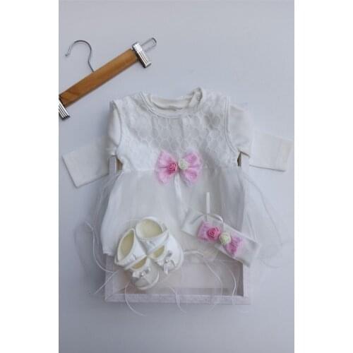 Girl Baby Cream Lux Mevlüt Dress 0-3 Month