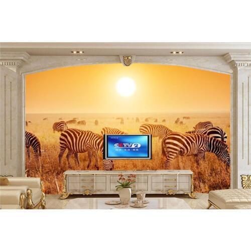 Custom papel de parede,Zebras Sunrises and sunsets Animals wallpapers,living room sofa TV wall bedroom 3d wall murals wallpaper