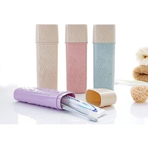 Portable Flower Carved Toothbrush Holder Outdoor Hiking Camping Travel Toothrush Cap Case Home Toothpaste Storage Box Organizer