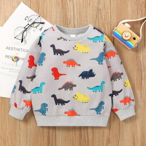 PatPat Toddler Boy Dinosaur Print Long-sleeve Pullover