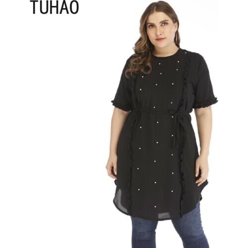 TUHAO 2020 Shirts Women Asymmetrical Blouse 2020 Summer Tops Female Casual Blusas Femininas Plus Size 5XL 4XL 3XL Shirt WM70