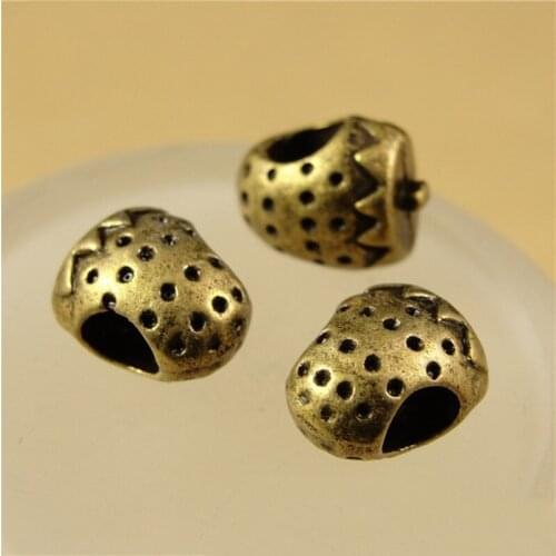 SEA MEW (50 pieces/lot) 12*9MM Hole beads antique bronze plated vintage style strawberry beads diy jewelry hm616