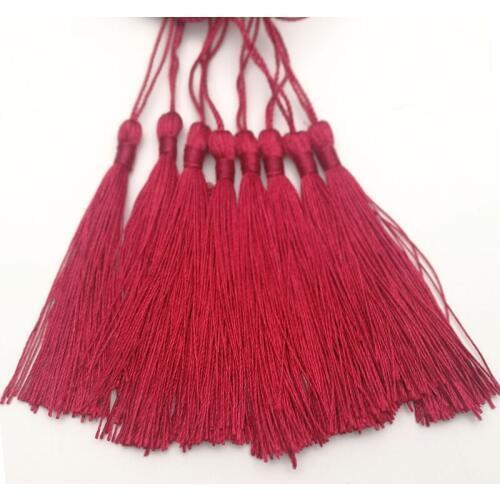 Fashion 13cm good quality wine red Polyester Silk China knot tassels 100pcs for jewelry Fringe Hanging Curtains home Decoration