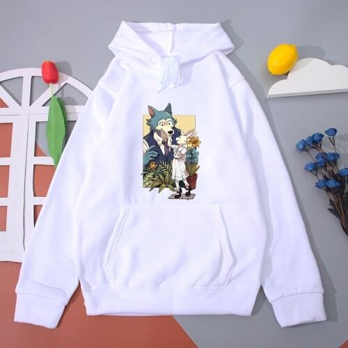 Kawaii Wolf And Rabbit Clothes Female Japan Anime Beastars Women Hoodie Legoshi Graphic Hooded Casual Oversized Sweatshirt Girls