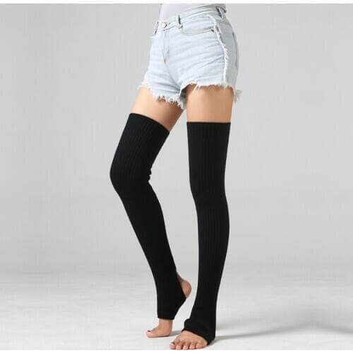 1 Pair Winter Women Knitted Acrylic Leg Warmer Fashion Long Thigh High Socks Female Over The Knee Footless Ballet Dance Socks