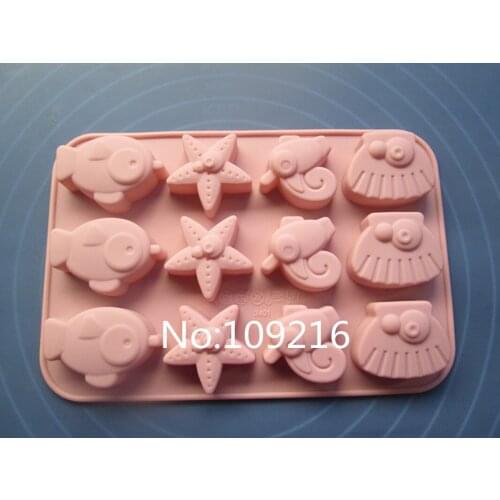 1pcs 12-Holes Starfish&shells Food Grade Silicone Cake Mold/Chocolate Mold/Ice Mold etc. DIY Mould