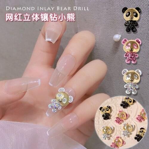 3PCS New Bear Nail Art Jewelry Hug Bear Rhinestone Love Bear Alloy Nail Art Decoration Full Diamond Cartoon Nail Rhinestone